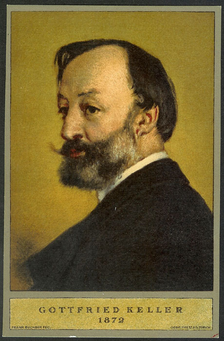 Auf dem Bild "Gottfried Keller 1872", nach einem Gemälde von Frank Buchser.